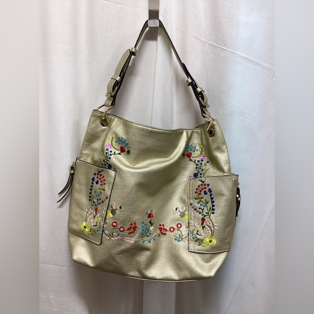 Embroidered Gold Tote Bag